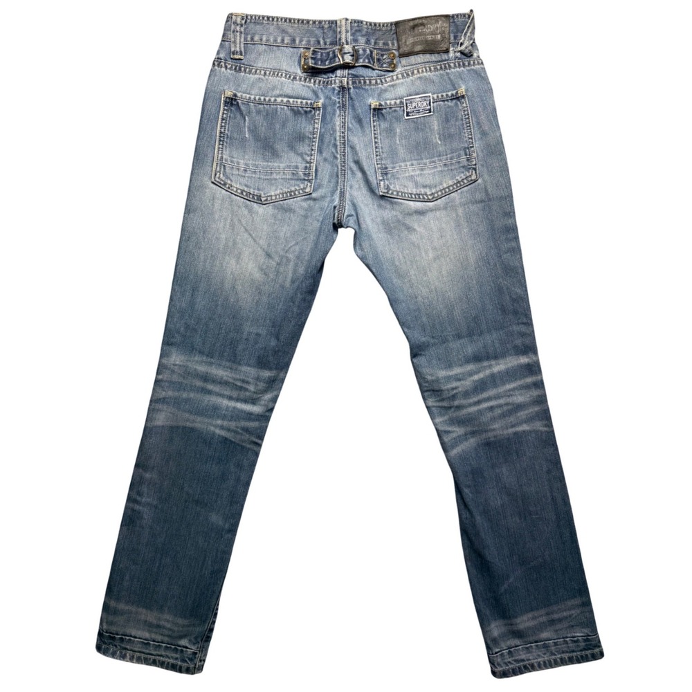 Superdry Dean Jeans Men's 30x32 Slim Fit Denim Medium Wash Whiskering Faded - Picture 14 of 15
